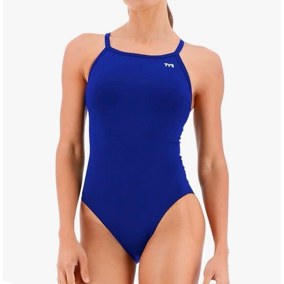 TYR Durafast Elite Solid Diamondfit Swimsuit Size 8 (34) Royal New With Tags - Picture 1 of 11